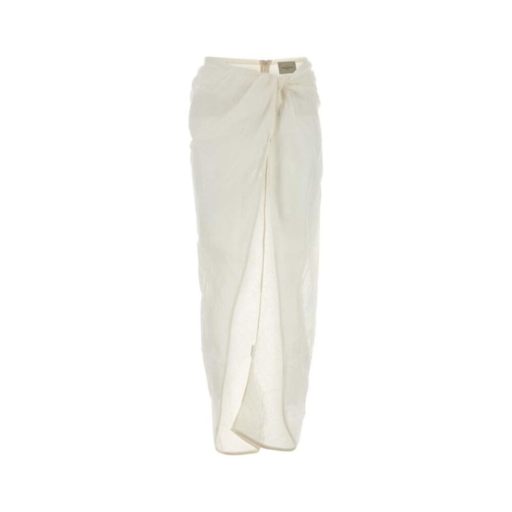 Le Kasha Women White Linen Skirt